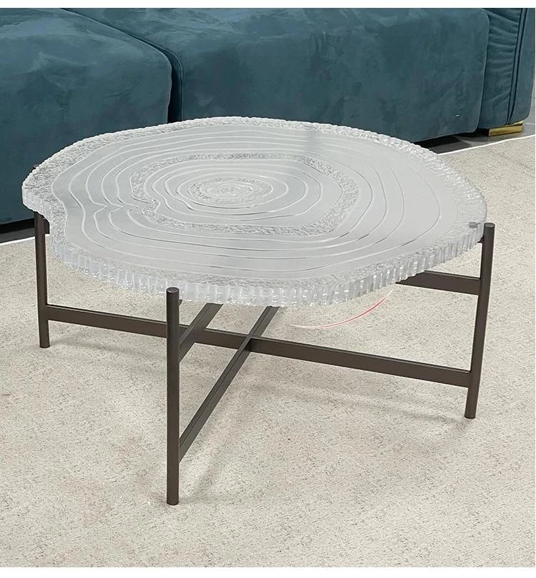 Stylish Acrylic Coffee Table Set with Unique Design - Modern Round Accent Tables for Living Room Decor hmsf-4672