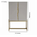 Stylish Ash Wood and Stainless Steel Cabinet with Elegant Gold Accents - Modern Storage Solution hmsf-4674