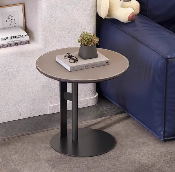 Stylish Synthetic Leather Coffee Table with Stainless Steel Base – Modern Accent for Living Room Decor hmx-5092