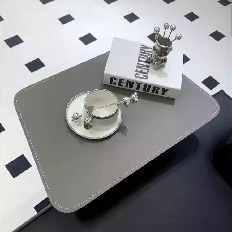 Sleek Modern Coffee Table with Synthetic Leather and Stainless Steel Frame - Perfect for Any Living Space hmx-5094