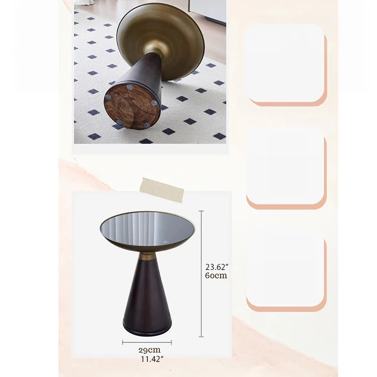 Modern Ash Wood Tea Table with Tempered Glass Top - Stylish Accent for Living Room & Office hmx-5096