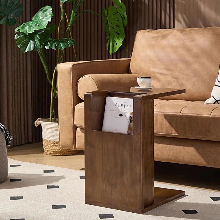 Stylish Ash Wood Tea Table with Magazine Storage - Modern Living Room Accent Furniture hmx-5097