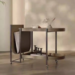 Stylish Stainless Synthetic Leather Tea Table with Modern Design and Two-Tier Storage - Perfect for Any Living Space! hmx-5099
