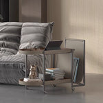 Stylish Stainless Synthetic Leather Tea Table with Modern Design and Two-Tier Storage - Perfect for Any Living Space! hmx-5099