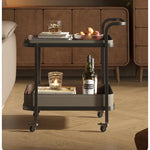 Stylish Synthetic Leather Stainless Steel Tea Table with Wheels for Modern Living Spaces hmx-5100