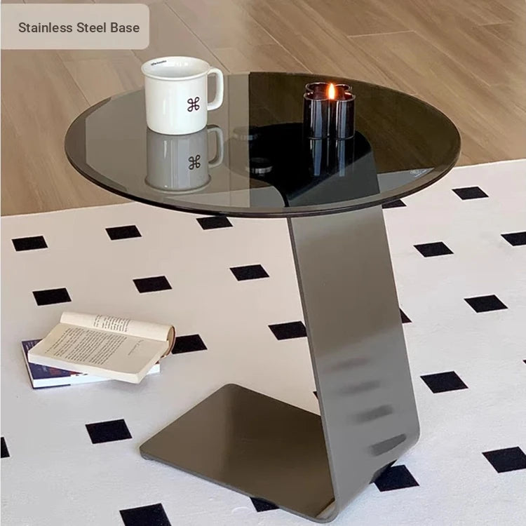Modern Tempered Glass and Stainless Steel Tea Table - Sleek, Stylish Accent for Your Living Room hmx-5101