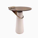 Modern Synthetic Leather Tea Table with Tempered Glass Top – Stylish and Functional Living Room Accent hmx-5102