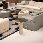 Modern Synthetic Leather Tea Table with Tempered Glass Top – Stylish and Functional Living Room Accent hmx-5102