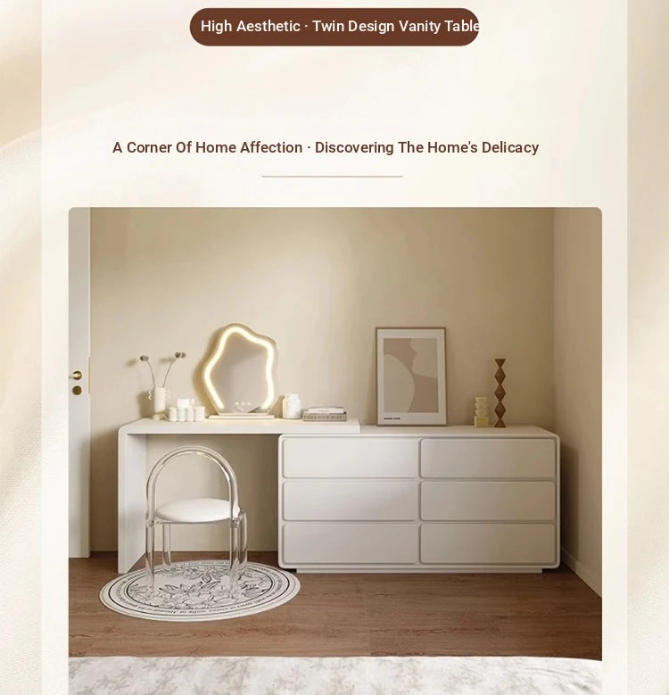 Stylish Pine Makeup Table with Multi-layer Storage - Modern Vanity Desk for Elegant Interiors hmx-5106