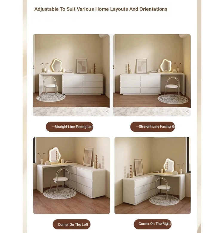 Stylish Pine Makeup Table with Multi-layer Storage - Modern Vanity Desk for Elegant Interiors hmx-5106