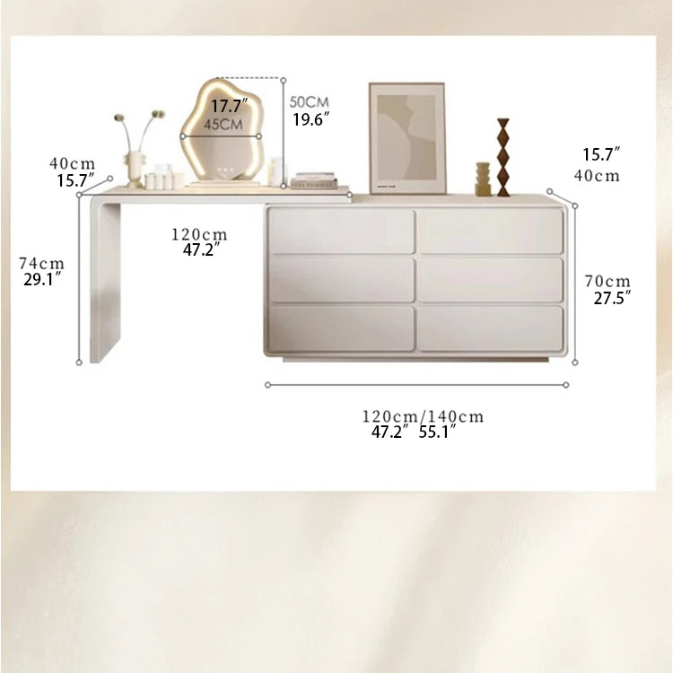 Stylish Pine Makeup Table with Multi-layer Storage - Modern Vanity Desk for Elegant Interiors hmx-5106