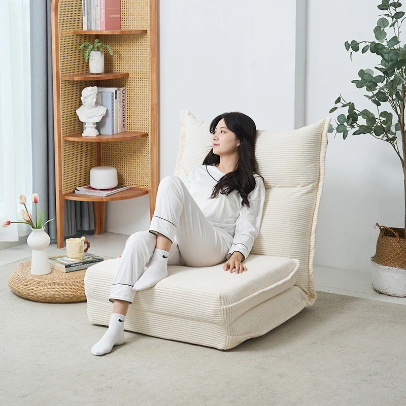 Cozy Corduroy Floor Chair with Backrest | Stylish and Comfortable Seating Solution for Living Room and Bedroom hmy-3337