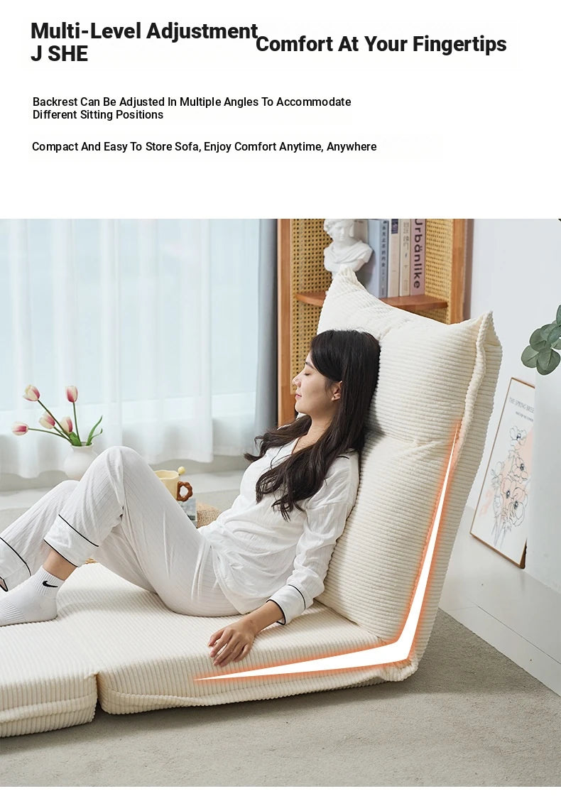 Cozy Corduroy Floor Chair with Backrest | Stylish and Comfortable Seating Solution for Living Room and Bedroom hmy-3337