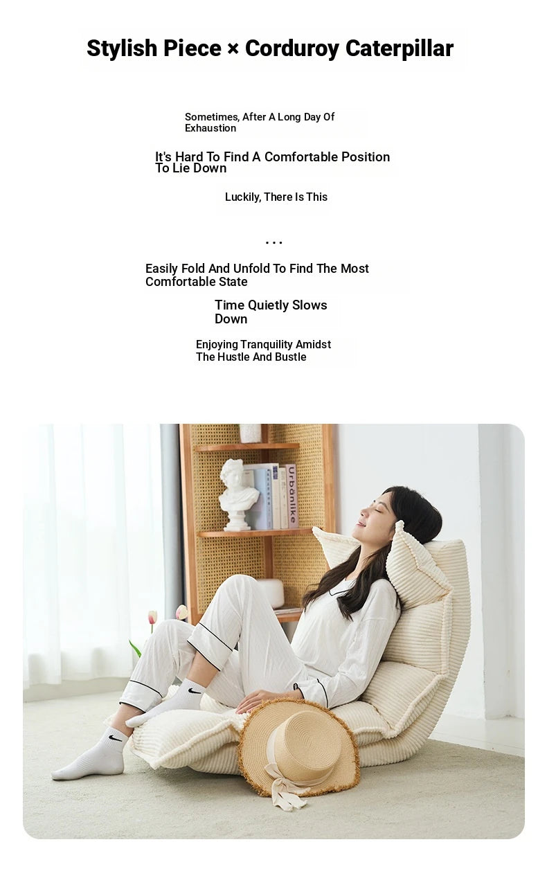 Chic Corduroy Floor Chair - Adjustable Comfort for Relaxation and Leisure hmy-3338