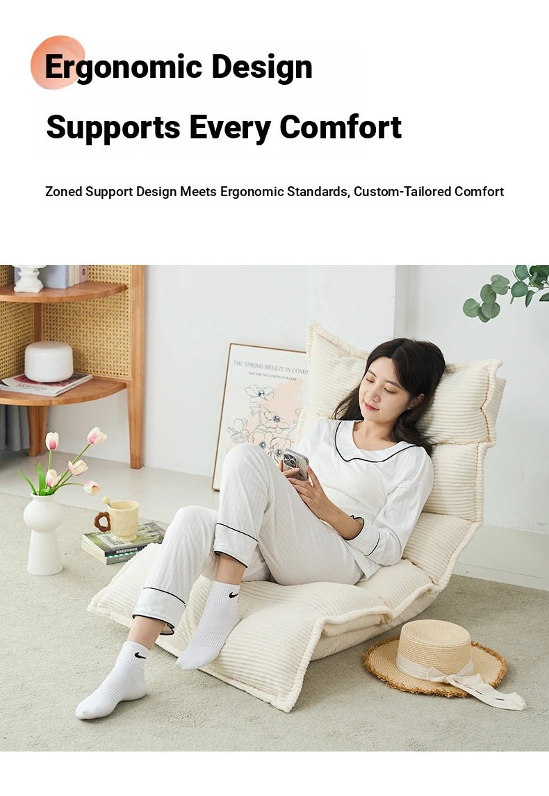 Chic Corduroy Floor Chair - Adjustable Comfort for Relaxation and Leisure hmy-3338