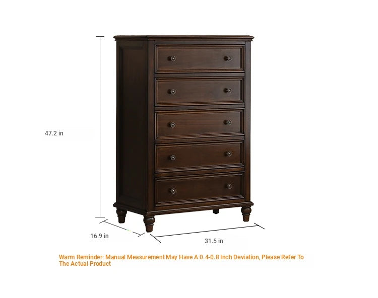Solid Wood Pine Multi-Layer Cabinet - Elegant 5-Drawer Storage Chest for Home Décor hmy-4995