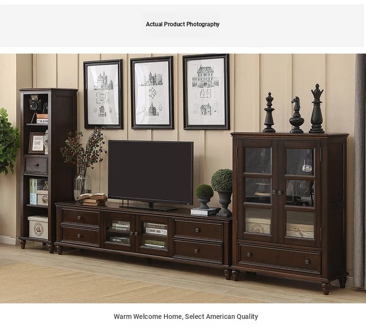 Elegant Solid Wood Pine TV Cabinet with Multi-Layer Board - Stylish Storage Solution for Living Room hmy-4996