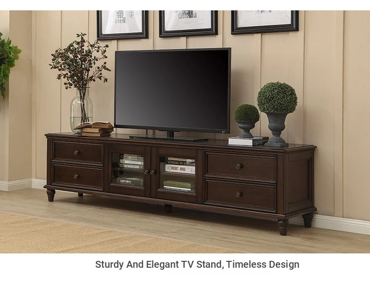 Elegant Solid Wood Pine TV Cabinet with Multi-Layer Board - Stylish Storage Solution for Living Room hmy-4996