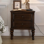 **Elegant Solid Pine Wood Bedside Cupboard with 2 Drawers - Timeless Nightstand for Your Bedroom** hmy-4997
