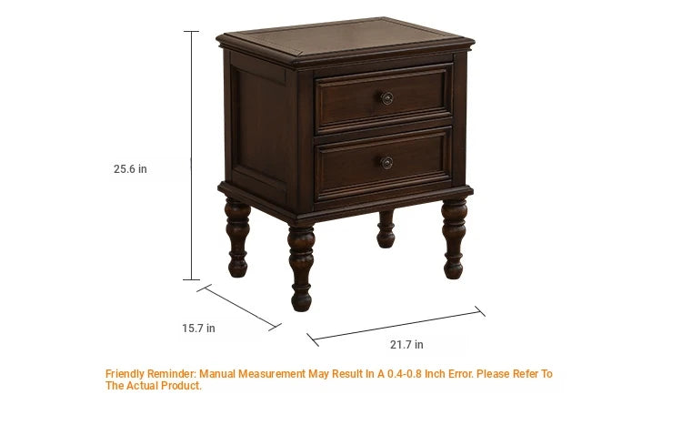 **Elegant Solid Pine Wood Bedside Cupboard with 2 Drawers - Timeless Nightstand for Your Bedroom** hmy-4997