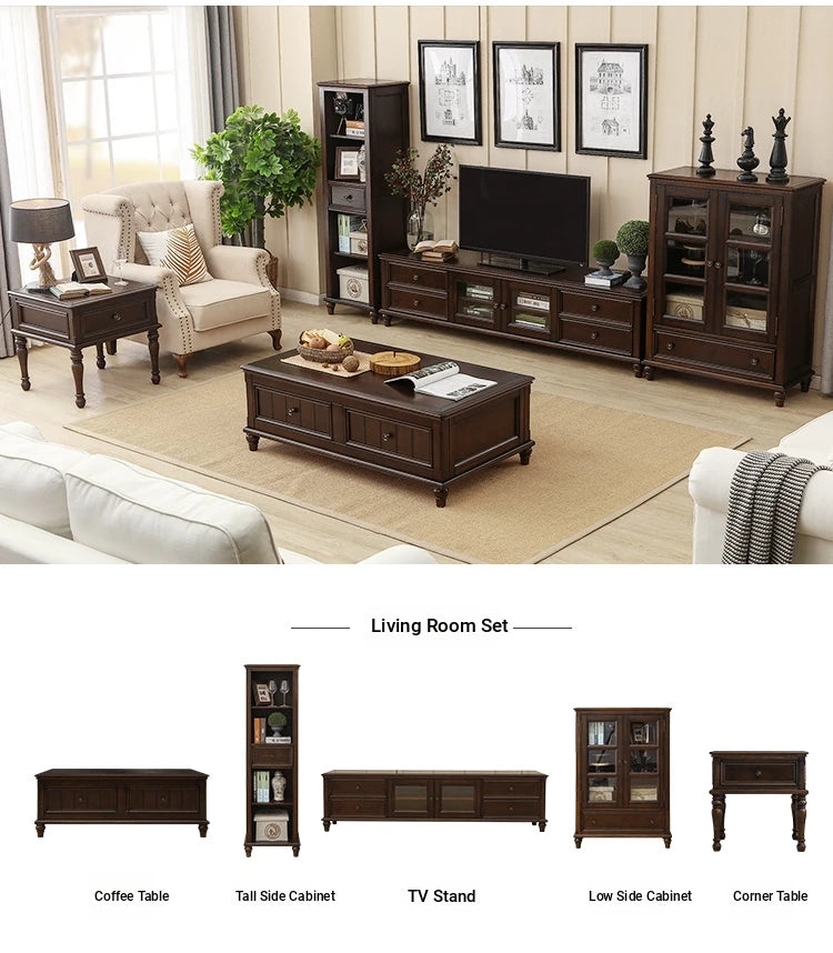 Elegant Solid Wood Pine Coffee Table with Storage – Stylish Centerpiece for Living Room hmy-4998