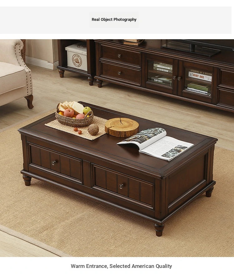Elegant Solid Wood Pine Coffee Table with Storage – Stylish Centerpiece for Living Room hmy-4998