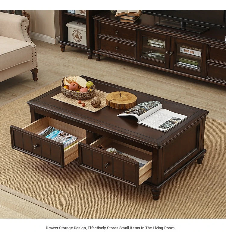 Elegant Solid Wood Pine Coffee Table with Storage – Stylish Centerpiece for Living Room hmy-4998