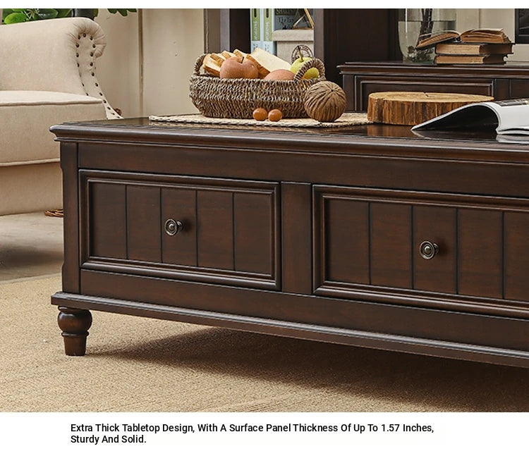 Elegant Solid Wood Pine Coffee Table with Storage – Stylish Centerpiece for Living Room hmy-4998
