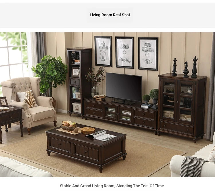 Elegant Solid Wood Pine Coffee Table with Storage – Stylish Centerpiece for Living Room hmy-4998
