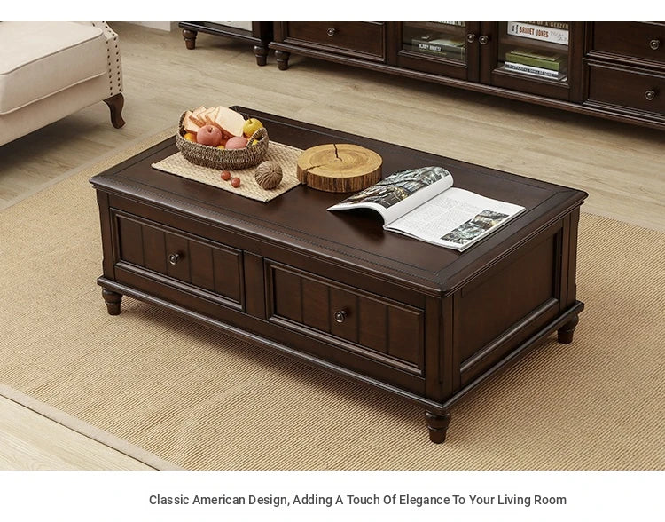 Elegant Solid Wood Pine Coffee Table with Storage – Stylish Centerpiece for Living Room hmy-4998