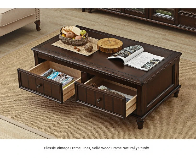 Elegant Solid Wood Pine Coffee Table with Storage – Stylish Centerpiece for Living Room hmy-4998