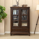 Elegant Solid Wood Pine Cabinet with Glass Doors - Multi-layer Design for Stylish Storage and Display hmy-5000