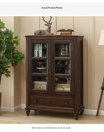 Elegant Solid Wood Pine Cabinet with Glass Doors - Multi-layer Design for Stylish Storage and Display hmy-5000