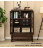 Elegant Solid Wood Pine Cabinet with Glass Doors - Multi-layer Design for Stylish Storage and Display hmy-5000