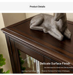 Elegant Solid Wood Pine Cabinet with Glass Doors - Multi-layer Design for Stylish Storage and Display hmy-5000