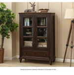 Elegant Solid Wood Pine Cabinet with Glass Doors - Multi-layer Design for Stylish Storage and Display hmy-5000