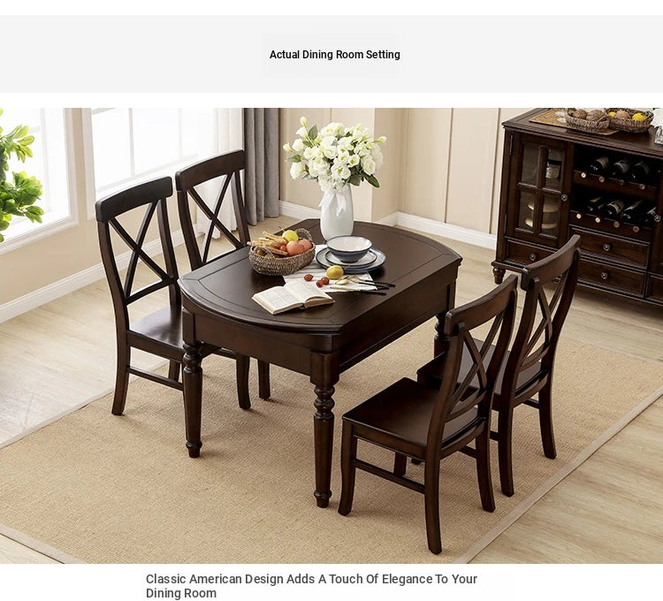Solid Wood Round Dining Table Set with Chairs - Elegant Multi-Layer Board Design for Stylish Dining Room Decor hmy-5004