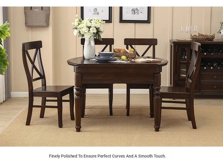 Solid Wood Round Dining Table Set with Chairs - Elegant Multi-Layer Board Design for Stylish Dining Room Decor hmy-5004