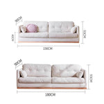 Natural Oak and Pine Wood Sofa with Beige Corduroy and Goose Down Cushions hmyf-1272