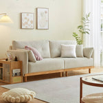 Elegant Beige Corduroy Sofa with Natural Oak and Pine Wood Frame - Luxurious Goose Down Filling hmyf-1274