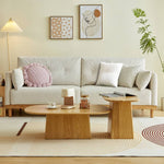 Elegant Beige Corduroy Sofa with Natural Oak and Pine Wood Frame - Luxurious Goose Down Filling hmyf-1274