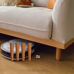 Elegant Beige Corduroy Sofa with Natural Oak and Pine Wood Frame - Plush Goose Down Cushions hmyf-1278