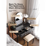 Elegant Makeup Table with Mirror - Stylish Black Vanity Set for Your Beauty Space hmz-4938