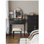 Elegant Makeup Table with Mirror - Stylish Black Vanity Set for Your Beauty Space hmz-4938