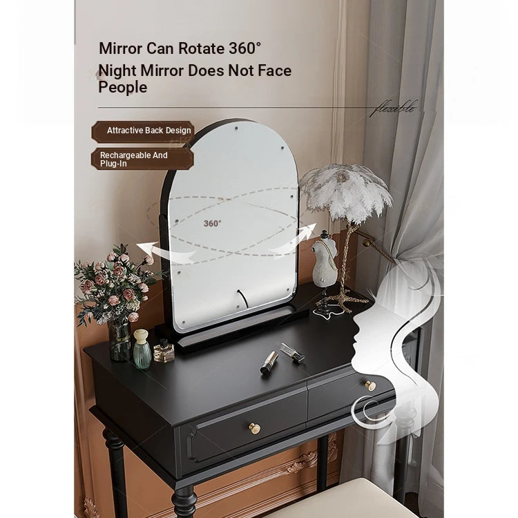 Elegant Makeup Table with Mirror - Stylish Black Vanity Set for Your Beauty Space hmz-4938