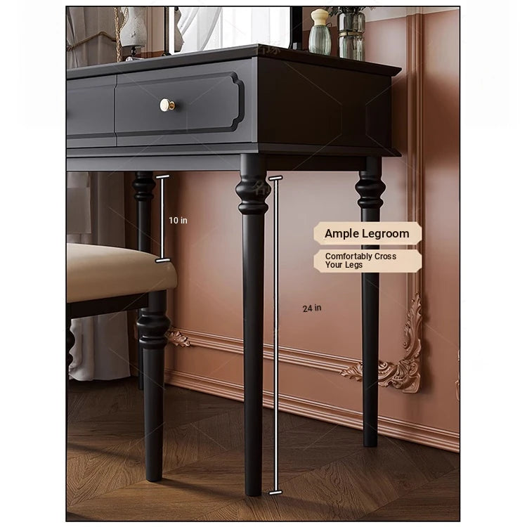 Elegant Makeup Table with Mirror - Stylish Black Vanity Set for Your Beauty Space hmz-4938