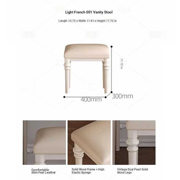 Elegant Solid Wood Stool with Plush PU Leather Cushion - Versatile Seating for Home and Office hmz-4939