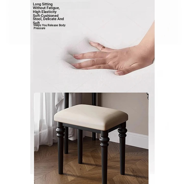 Elegant Solid Wood Stool with Plush PU Leather Cushion - Versatile Seating for Home and Office hmz-4939