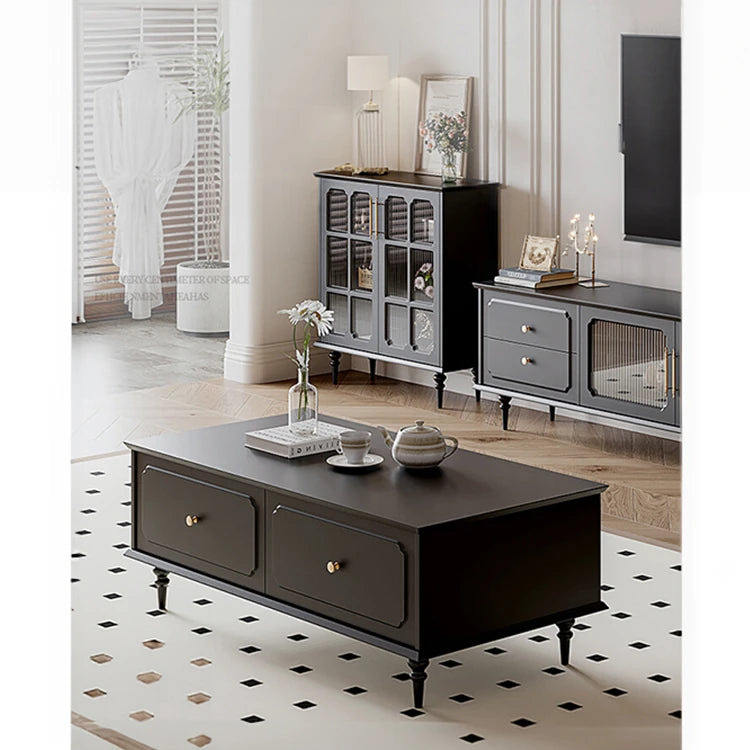 Elegant Solid Wood Tea Table with Storage Drawers – Modern Coffee Table for Living Room Decor hmz-4941