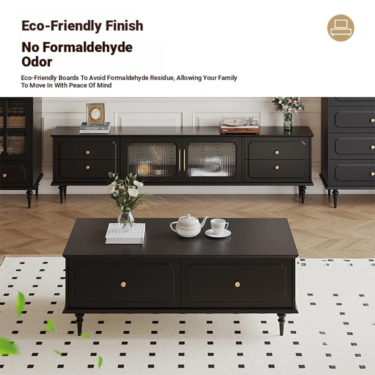 Elegant Solid Wood Tea Table with Storage Drawers – Modern Coffee Table for Living Room Decor hmz-4941